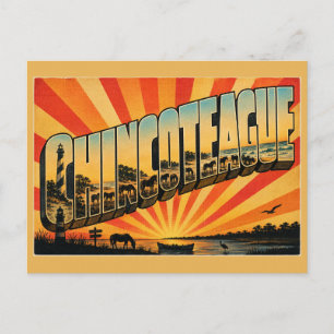 Carte Postale Poneys sauvages de Chincoteague VA Phare Plage Art