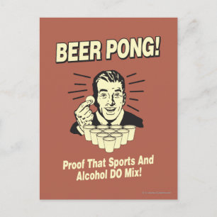 Carte Postale Pong de bière : Preuve d'alcool et mélange de spor