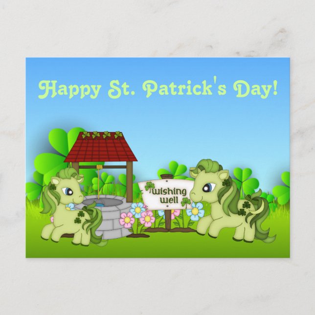 Carte Postale Ponies et Clovers Happy St. Patrick's Day Horse (Devant)
