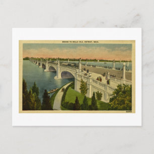 Carte Postale Pont à Belle Isle Detroit, Michigan Vintage