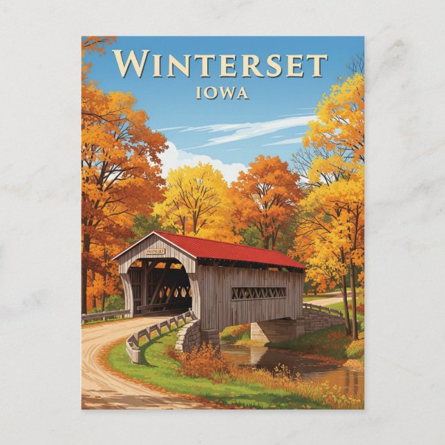 Carte Postale Pont à Winterset Iowa Travel (Devant)