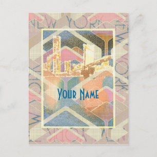 Carte Postale Pont Abstrait New York City Pastel Manhattan