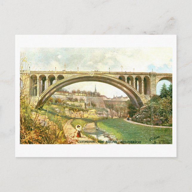 Carte Postale Pont Adolphe vintage à Luxembourg (Devant)