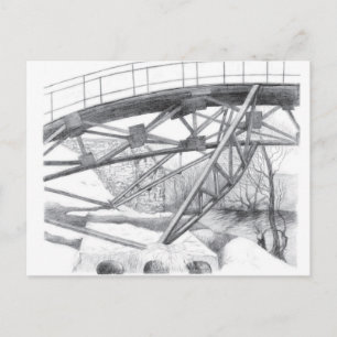 Carte Postale Pont antique. Dessin au crayon.