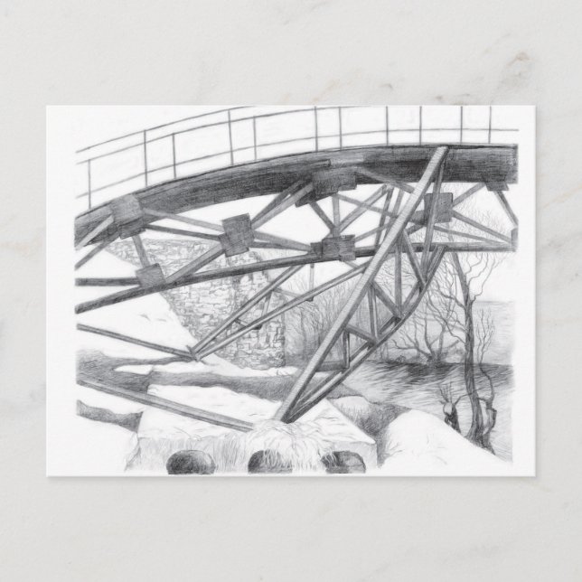 Carte Postale Pont antique. Dessin au crayon. (Devant)