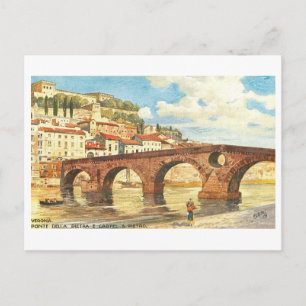 Carte Postale Pont antique Ponte della Pietra à Vérone, Italie