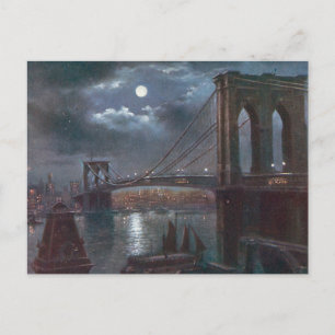 Carte Postale Pont Brooklyn au clair de lune