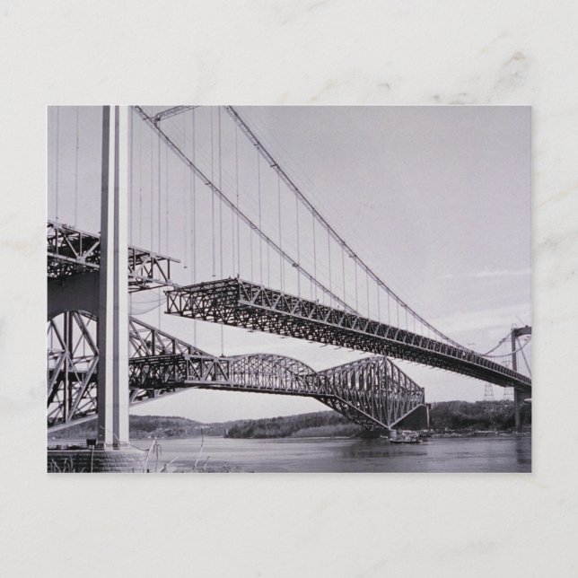 Carte Postale Pont Cartier en construction, Québec, Qu (Devant)