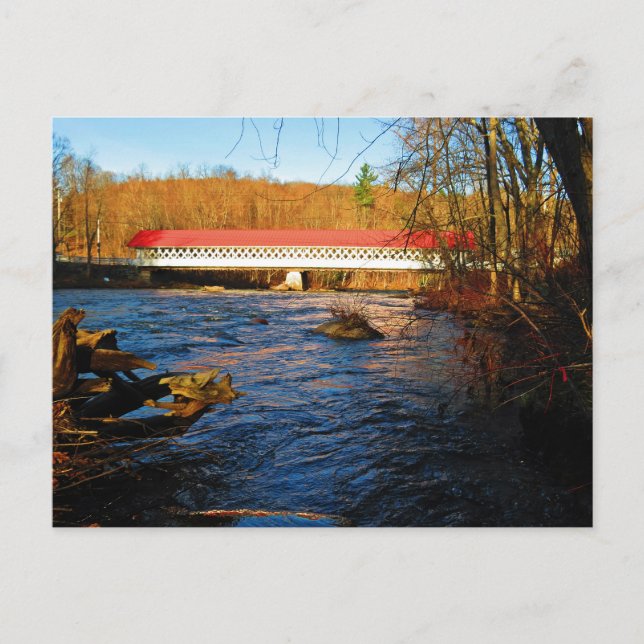 Carte Postale Pont couvert d'Ashuelot - De la bordure de la rivi (Devant)