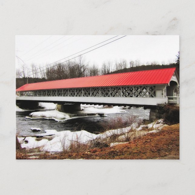Carte Postale Pont couvert d'Ashuelot en hiver (Devant)