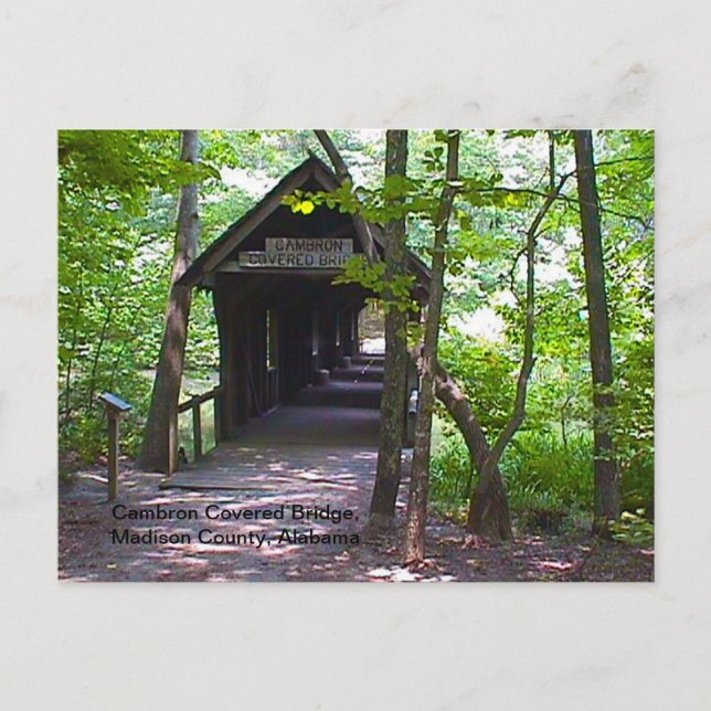 Carte Postale Pont couvert de Cambron, comté de Madison, Alabama (Devant)