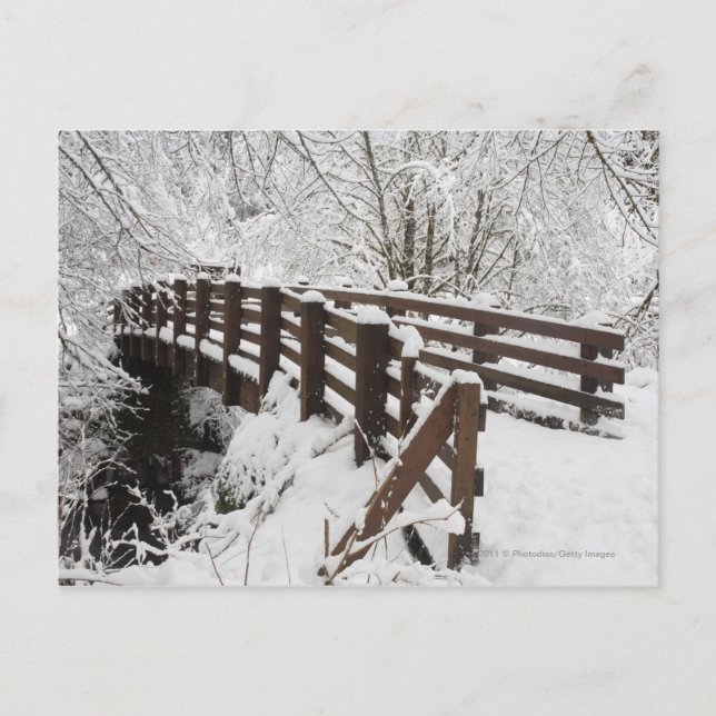 Carte Postale Pont couvert de neige en bois (Devant)
