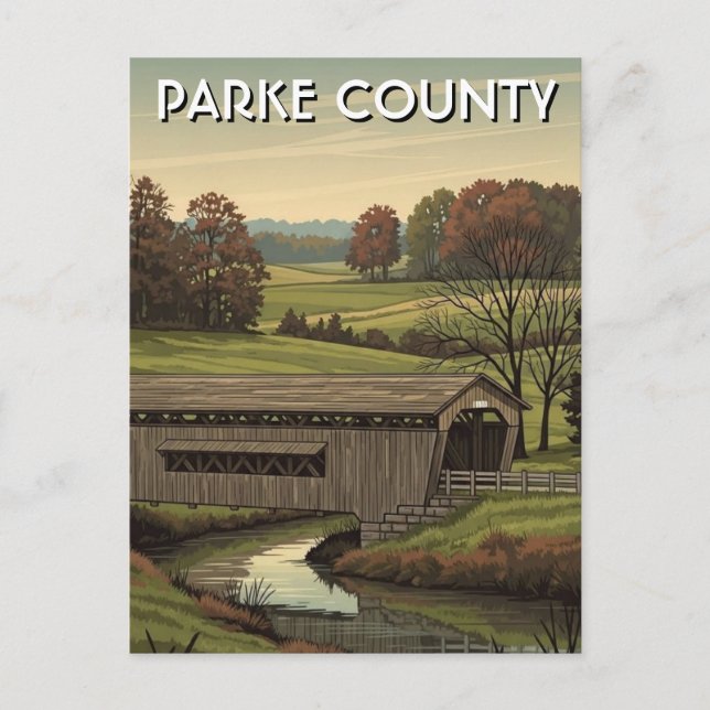 Carte Postale Pont couvert du comté de Parke dans l'Indiana (Devant)