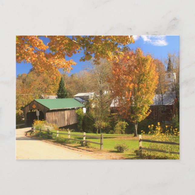Carte Postale Pont couvert et village de Waterville Vermont (Devant)