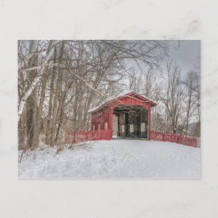 Carte Postale Pont couvert Neige rouge Photo