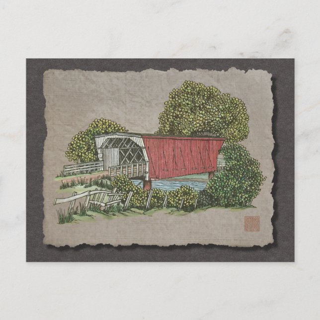 Carte Postale Pont couvert pour les amoureux (Devant)