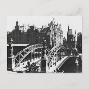 Carte Postale Pont dans le Speicherstadt Hamburg, vers 1910