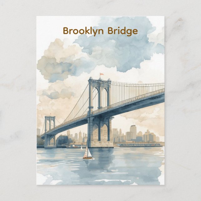 Carte Postale Pont de Brooklyn aquarelle  (Devant)