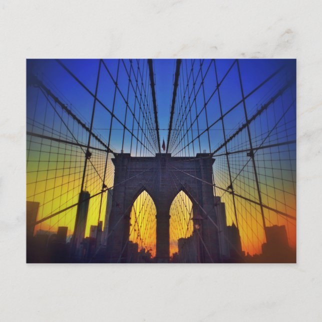 Carte Postale Pont de Brooklyn au coucher du soleil (Devant)