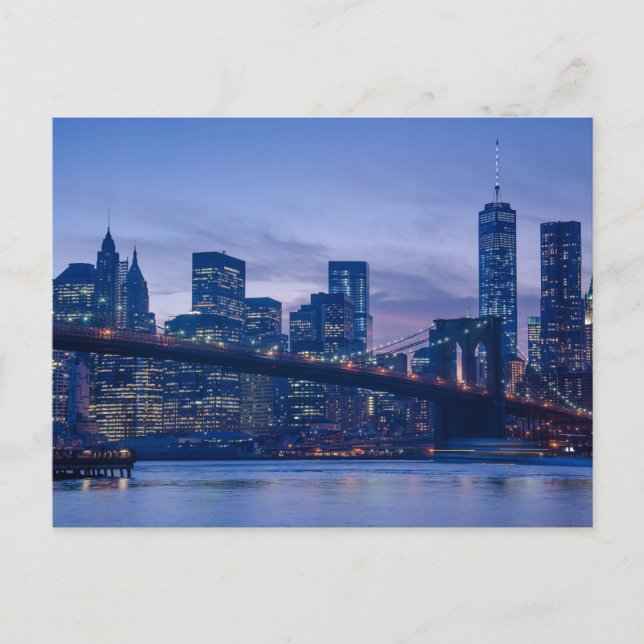 Carte Postale Pont de Brooklyn au crépuscule (Devant)
