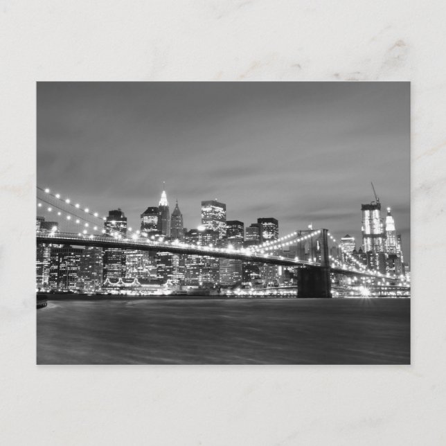 Carte Postale Pont de Brooklyn la nuit, New York City (Devant)