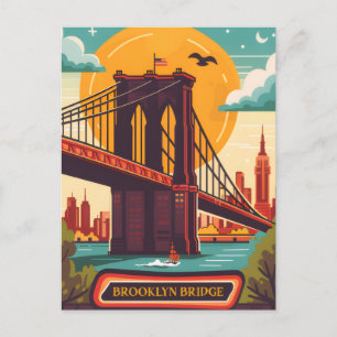 Carte Postale Pont de Brooklyn NYC Voyage Rétro