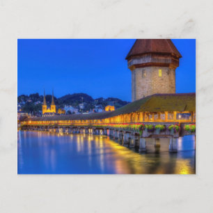 Carte Postale Pont de chapelle, Kapellbrucke, Lucerne, Suisse