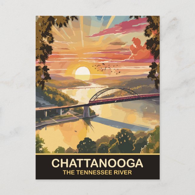 Carte Postale Pont de Chattanooga, rivière Tennessee, Voyage (Devant)