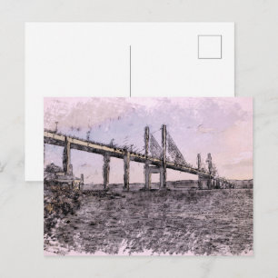 Carte Postale Pont de Kessock Inverness Aquarelle Artistique