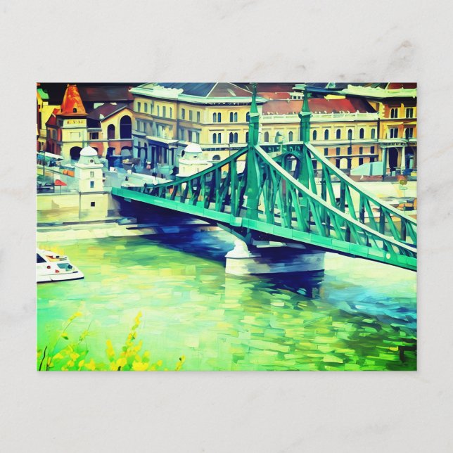 Carte Postale Pont de la Liberté - Budapest - peinture (Devant)