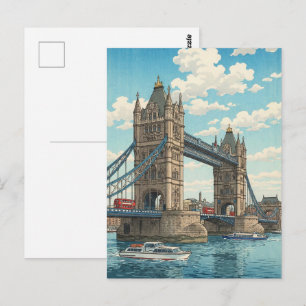 Carte Postale Pont de la Tour de Londres Estampe Japonaise sur B