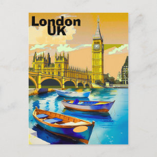 Carte Postale Pont de la Tour de Londres Peinture à l'aquarelle 