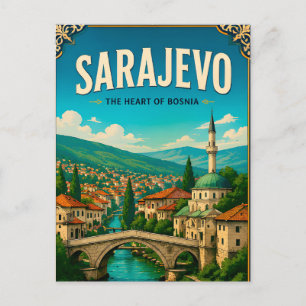 Carte Postale 🕌 Pont de la vieille ville de Sarajevo Voyage 🏞️
