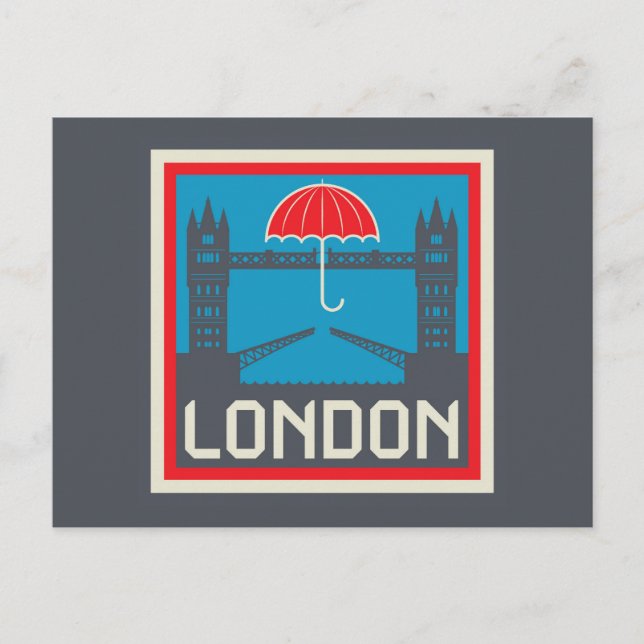 Carte Postale Pont de Londres avec parapluie (Devant)