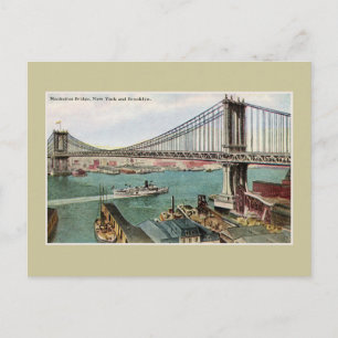 Carte Postale Pont de Manhattan vintage, Hudson, Brooklyn New Yo