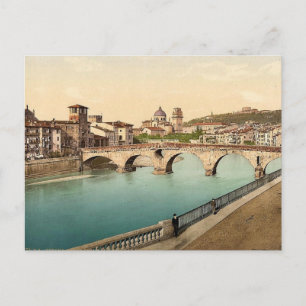 Carte Postale Pont de pierre et San Giorgia, Vérone, Italie