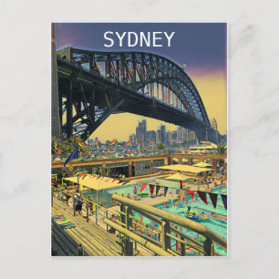 Carte Postale pont de Sydney Harbour art numérique voyage