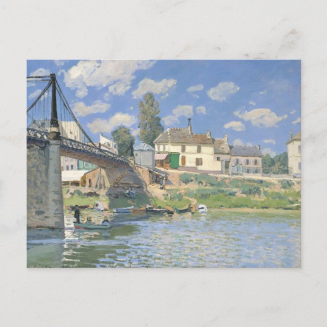 Carte Postale Pont de Villeneu par Sisley Impressionist Paint (Devant)