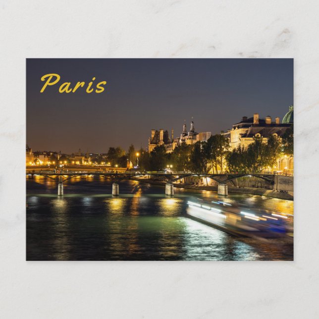 Carte Postale Pont des arts à la tombée de la nuit - Paris, Fran (Devant)