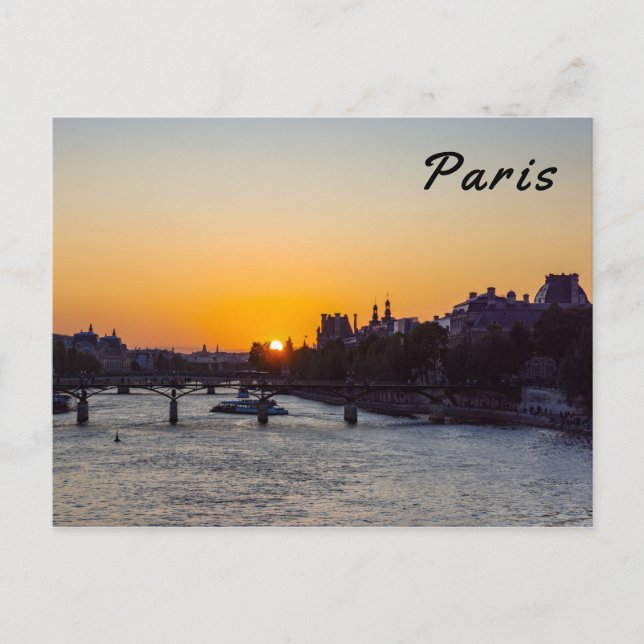 Carte Postale Pont des arts au coucher du soleil - Paris, France (Devant)