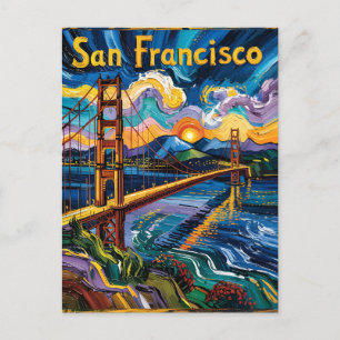 Carte Postale Pont du Golden Gate de San Francisco dans le style