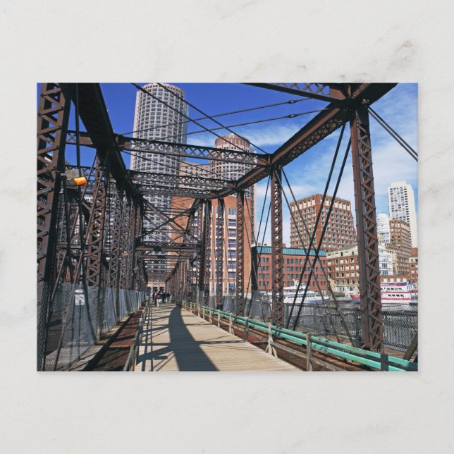 Carte Postale Pont en fer avec Boston Financial district (Devant)
