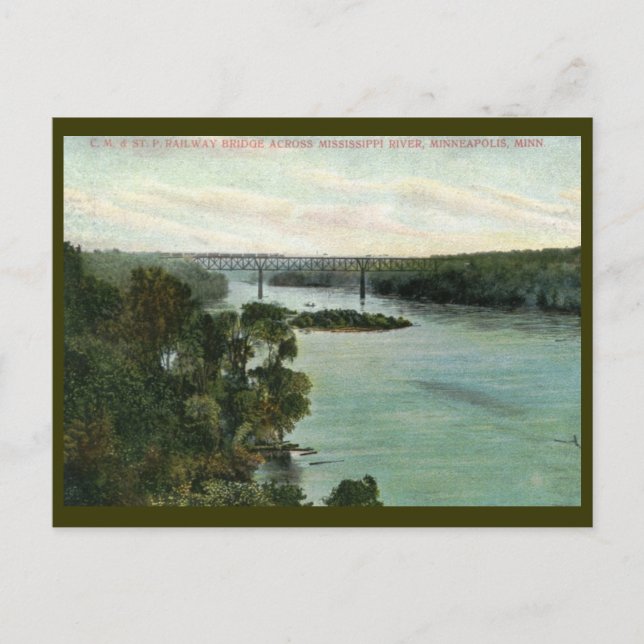 Carte Postale Pont ferroviaire, Minneapolis MN Vintage (Devant)
