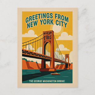 Carte Postale Pont George Washington New York City Rétro