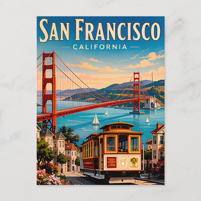 Carte Postale Pont Golden Gate de San Francisco Rétro (Devant)