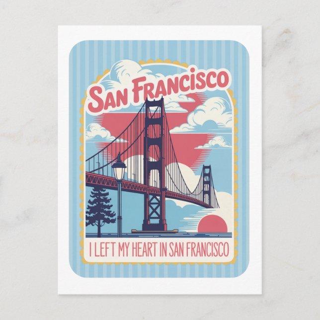 Carte Postale Pont Golden Gate de San Francisco Rétro (Devant)