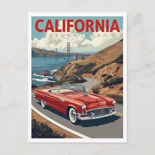Carte Postale Pont Golden Gate de San Francisco voiture rétro