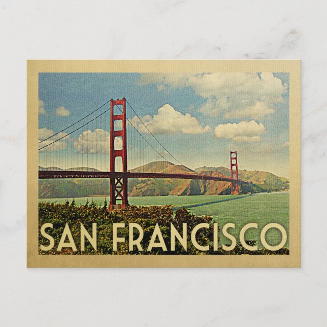 Carte Postale Pont Golden Gate de San Francisco Voyage Vintage (Devant)