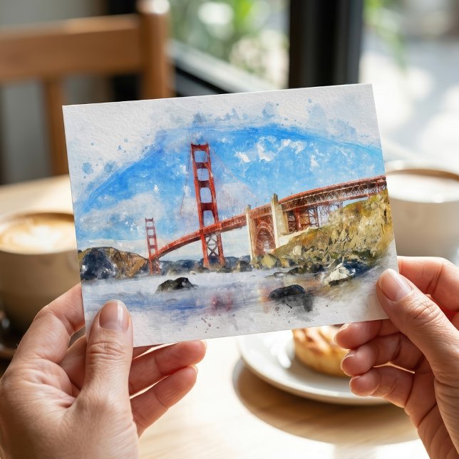 Carte Postale Pont Golden Gate Pastel à San Francisco (Golden Gate Bridge Pastel in San Francisco. Postcard)