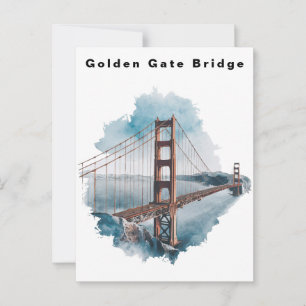 Carte Postale Pont Golden Gate San Francisco Aquarelle 